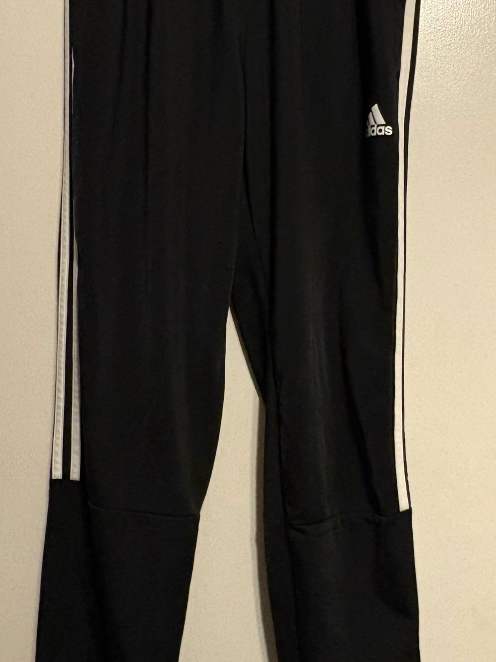 Adidas men’s Black Track Pants with White Stripes